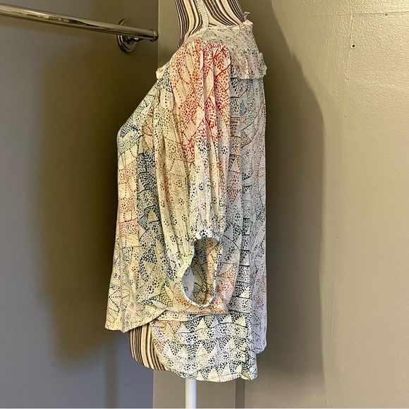 Anthropologie Eri & Ali Womens Boho Batwing Oversized Flowy Short Blouse Top S - Picture 3 of 12